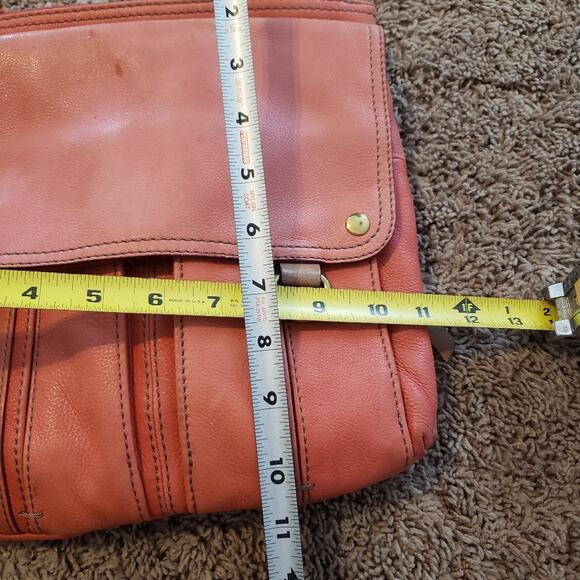 Fossil Morgan traveler crossbody bag pink cowhide leather front flap medium - Picture 9 of 10